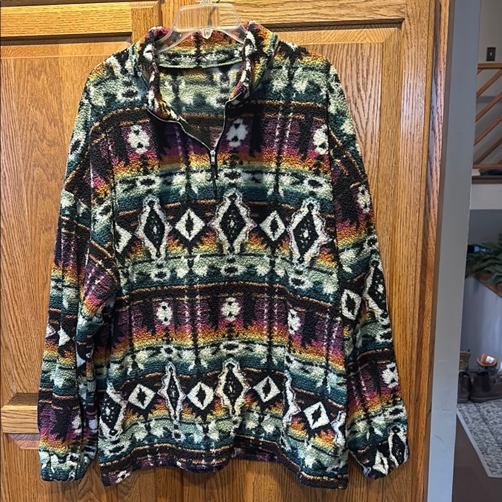 Multicolor Patterned Pullover Sweater